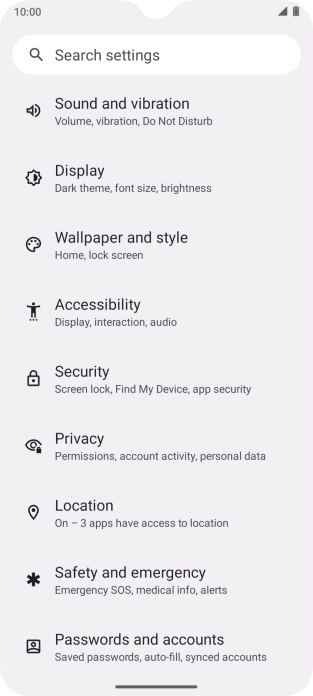 Press Passwords and accounts. Press Passwords and accounts.