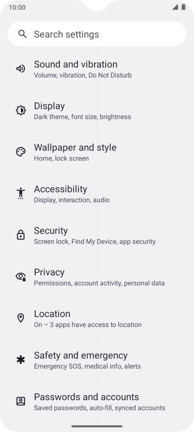 Press Passwords and accounts. Press Passwords and accounts.