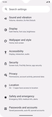 Press Passwords and accounts. Press Passwords and accounts.