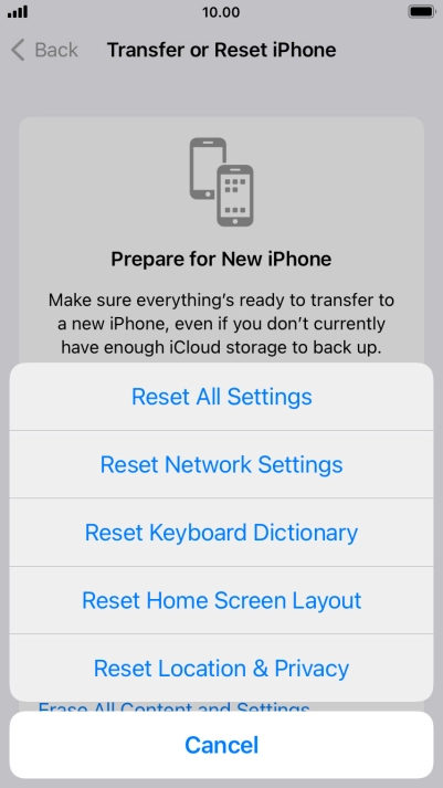 Press Reset All Settings.