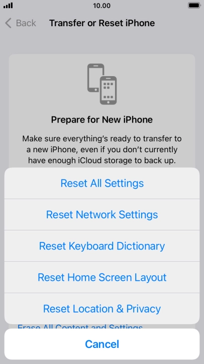 Press Reset All Settings.