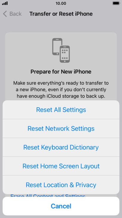 Press Reset All Settings.