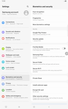 Press Other security settings. Press Other security settings.