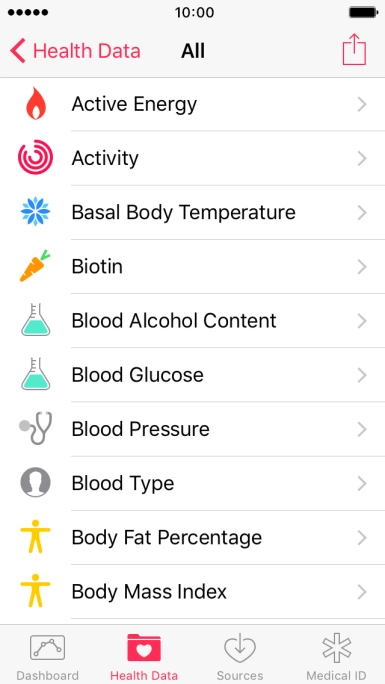 Press the required information type.