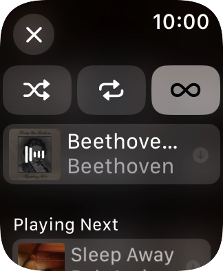 Press the shuffle icon to turn the function on or off.