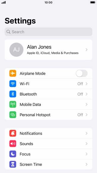 Press Mobile Data.
