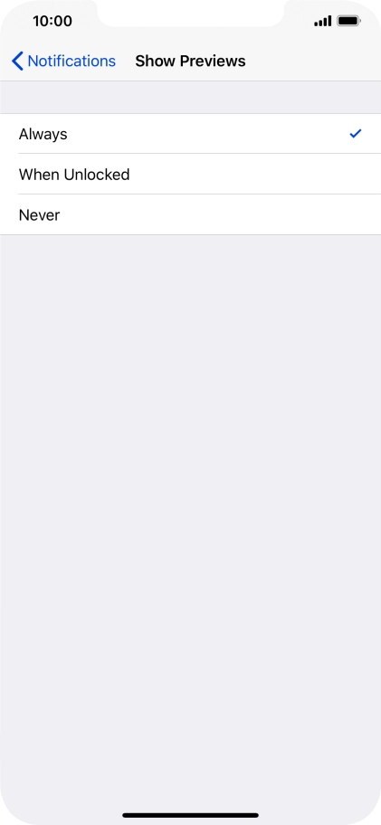 To select notification preview on the lock screen, press Always.