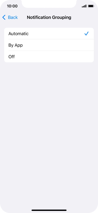 Press the required setting.