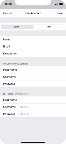 Press Username and key in the username for your email account. Please note that if you're using Vodafone's outgoing server, leave the username field empty.