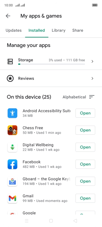Press the required app. Press the required app.