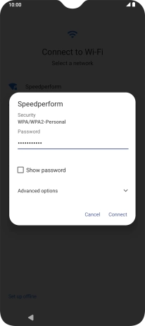 Key in the password for the Wi-Fi network and press Connect. Key in the password for the Wi-Fi network and press Connect.