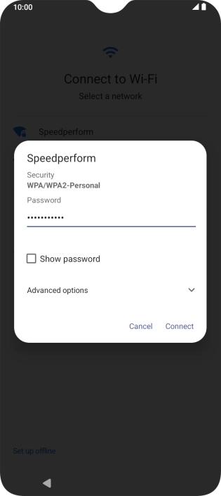 Key in the password for the Wi-Fi network and press Connect. Key in the password for the Wi-Fi network and press Connect.