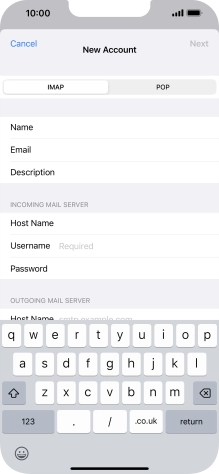 Press Username and key in the username for your email account. Press Username and key in the username for your email account.