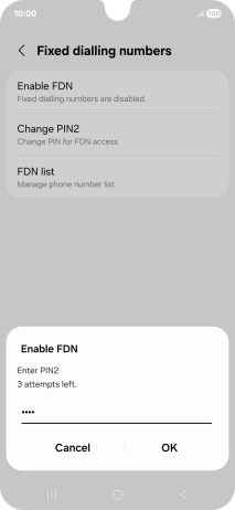Key in your PIN2 and press OK.