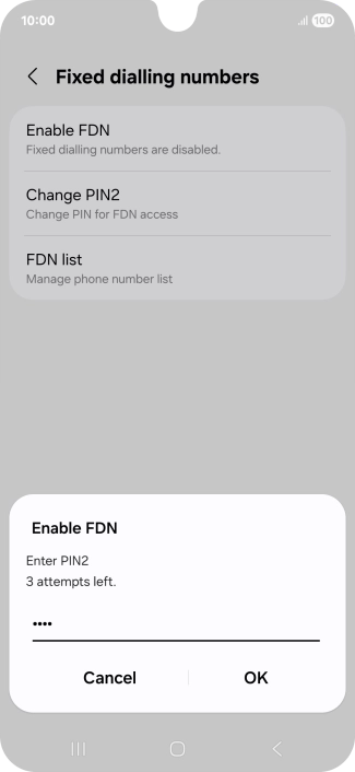 Key in your PIN2 and press OK.