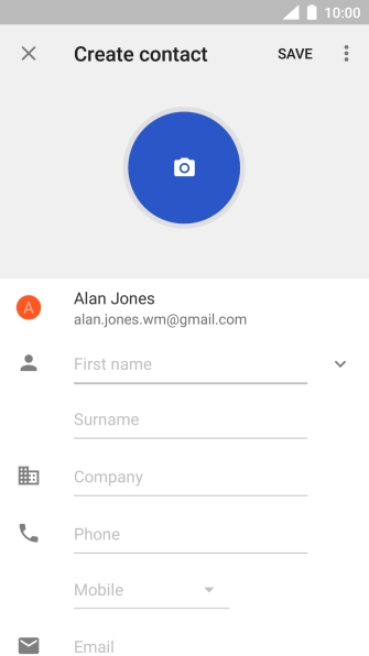 Press First name and key in the required first name. Press First name and key in the required first name.