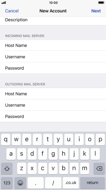 Press Username and key in the username for your email account. Please note that if you're using Vodafone's outgoing server, leave the username field empty.