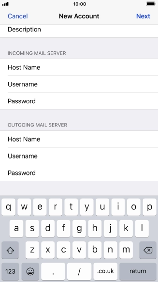 Press Username and key in the username for your email account. Please note that if you're using Vodafone's outgoing server, leave the username field empty.