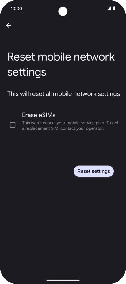 Press Reset settings.