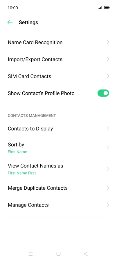 Press SIM Card Contacts. Press SIM Card Contacts.