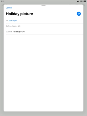 Press the text input field and write the text for your email message.