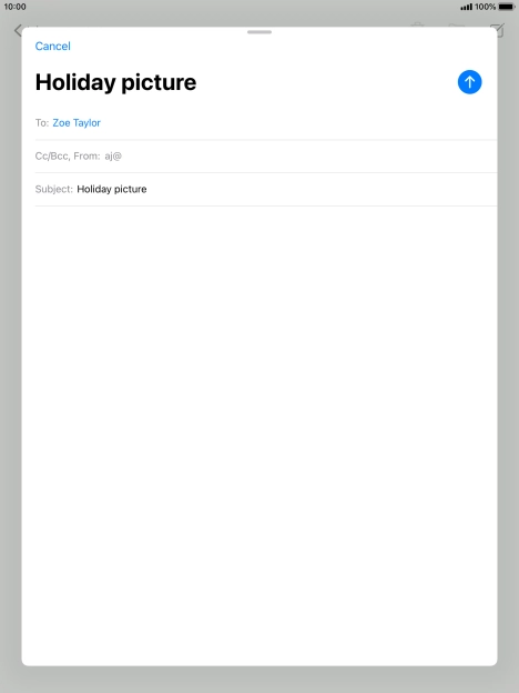 Press the text input field and write the text for your email message.