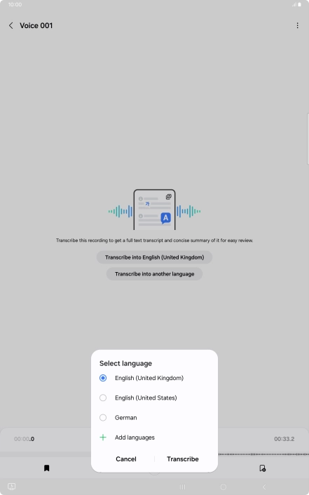 Press the recorded language. Press the recorded language.