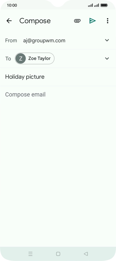 Press the text input field and write the text for your email message. Press the text input field and write the text for your email message.