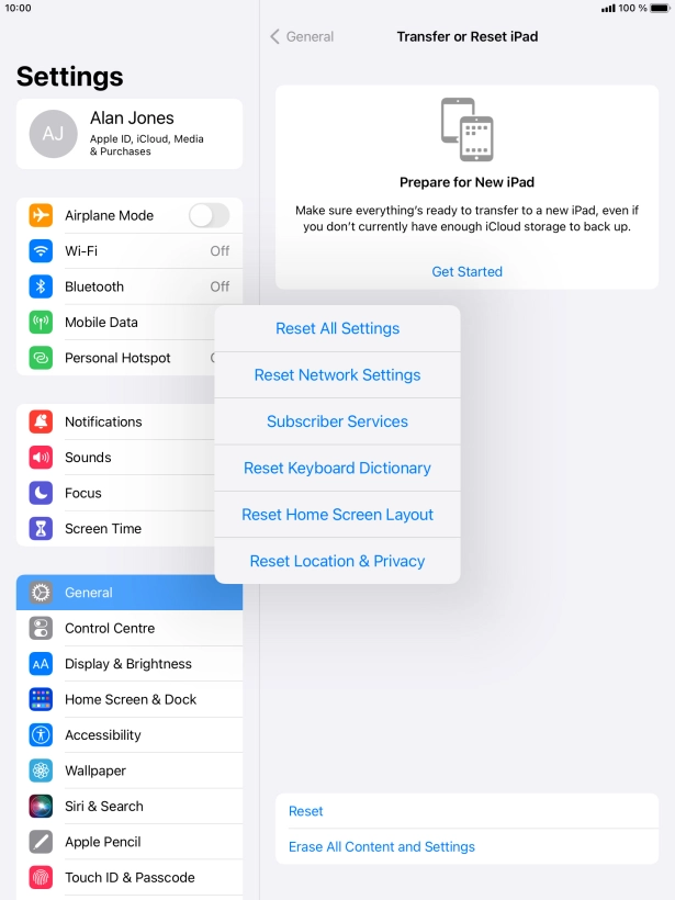 Press Reset All Settings. Press Reset All Settings.