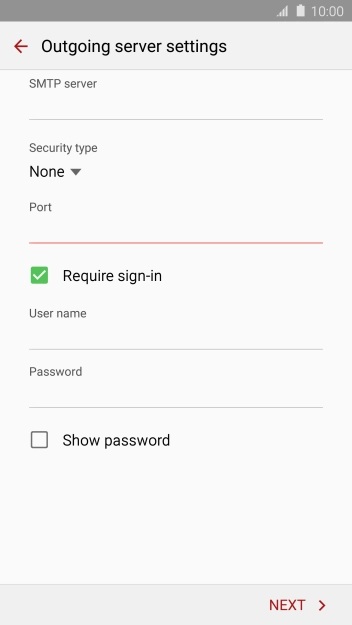 If you turn on SMTP authentication, press the field below If you turn on SMTP authentication, press the field below