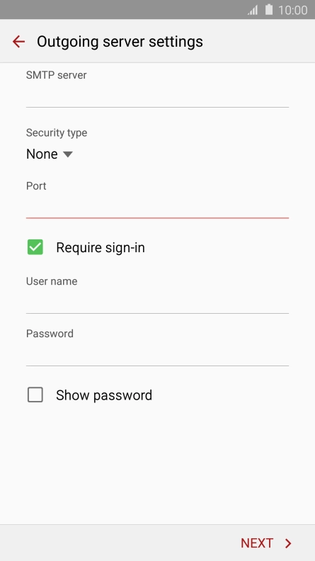 If you turn on SMTP authentication, press the field below If you turn on SMTP authentication, press the field below