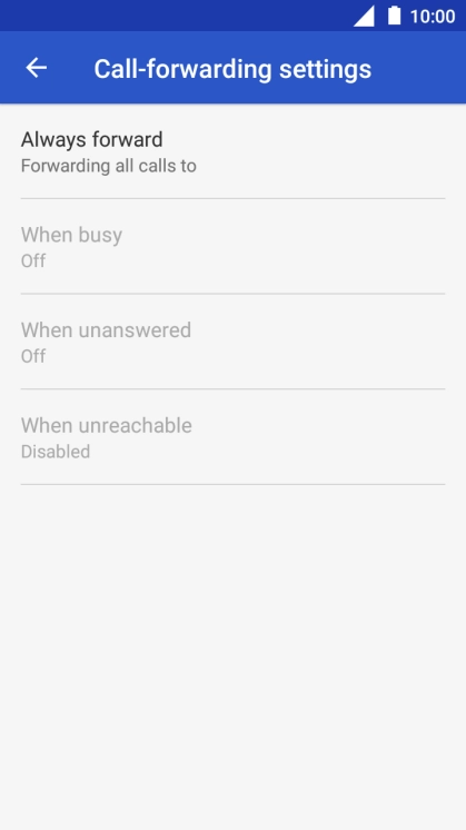 Press the required divert type. Press the required divert type.