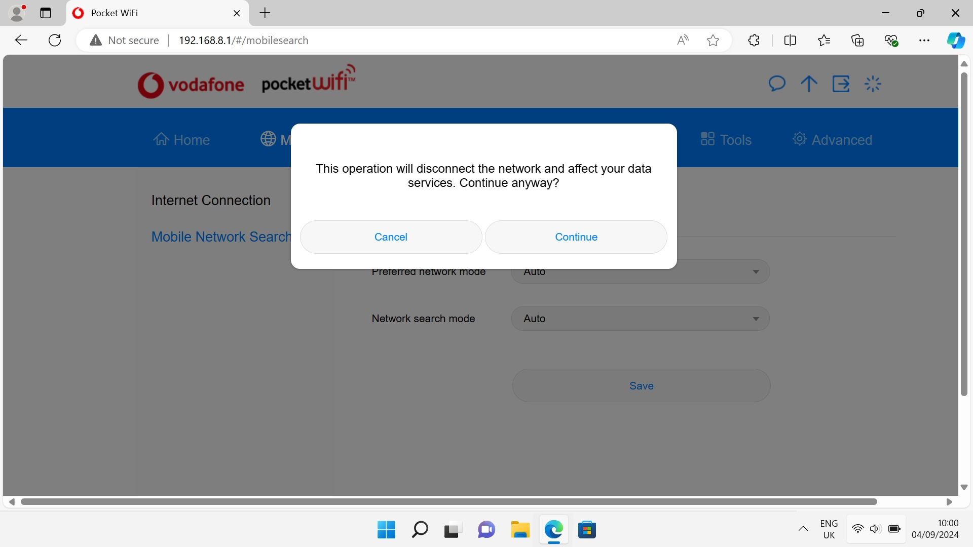 Click Continue.