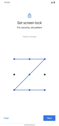 Slide your finger across the screen to connect at least four points and press Next. Slide your finger across the screen to connect at least four points and press Next.