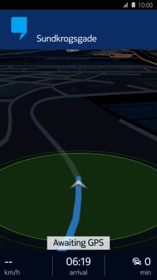 The travel information at the bottom of the screen shows your estimated time of arrival and distance to destination. The travel information at the bottom of the screen shows your estimated time of arrival and distance to destination.
