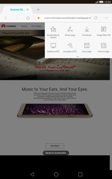 Press Bookmarks & history.