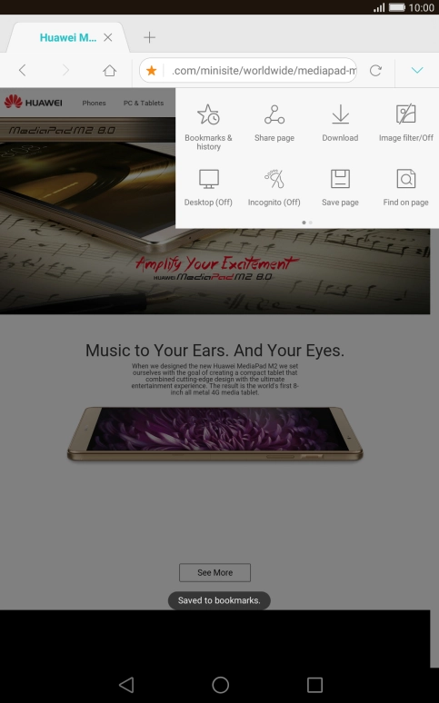 Press Bookmarks & history.
