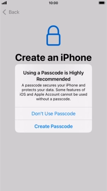 If you turn off the function, press Don't Use Passcode.