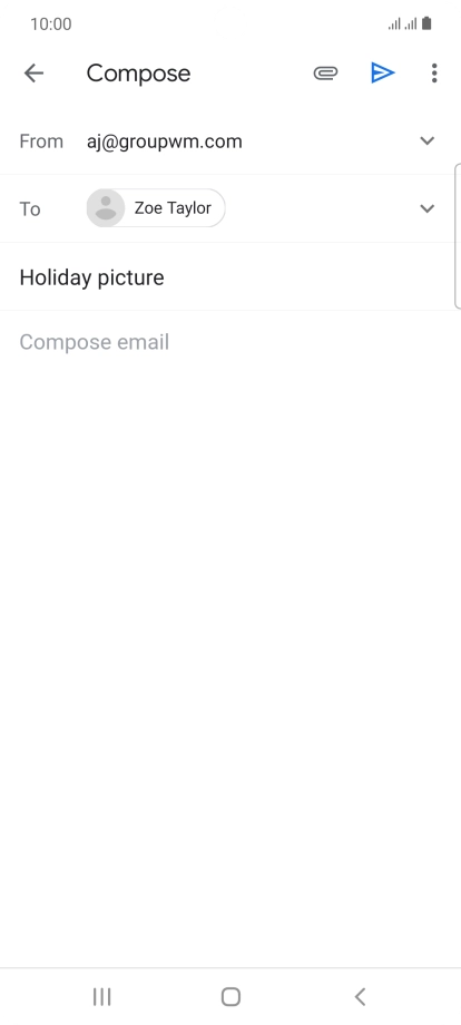 Press the text input field and write the text for your email message.