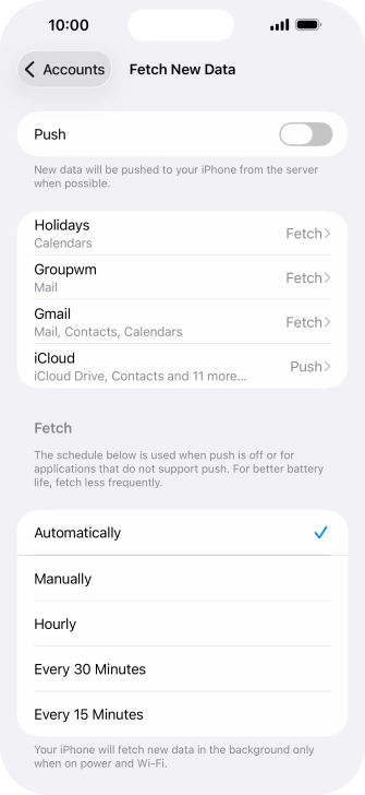 If you turn off the function, press the required setting.