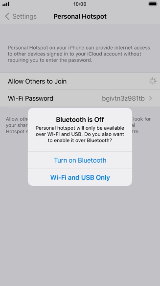 If Wi-Fi is turned on, press Wi-Fi and USB Only.