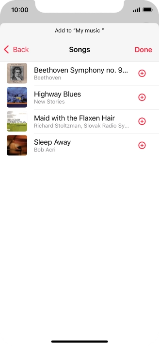 Go to the required category and press the add icon next to the required audio file.