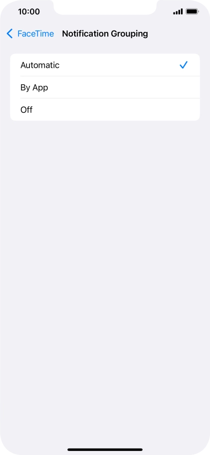 Press the required setting.