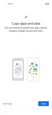 You can transfer the contents of another phone to your phone when it's activated for the first time and after a factory reset. When this screen is displayed, your phone is ready to transfer contents from another phone. You can transfer the contents of another phone to your phone when it's activated for the first time and after a factory reset. When this screen is displayed, your phone is ready to transfer contents from another phone.