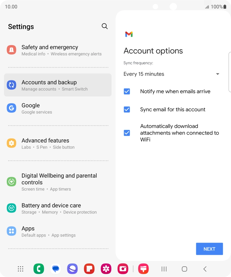 If this screen is displayed, you email account has been recognised and set up automatically. Follow the instructions on the screen to key in more information and finish setting up your phone.