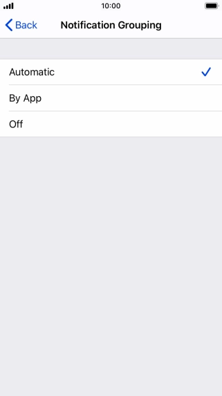 Press the required setting.
