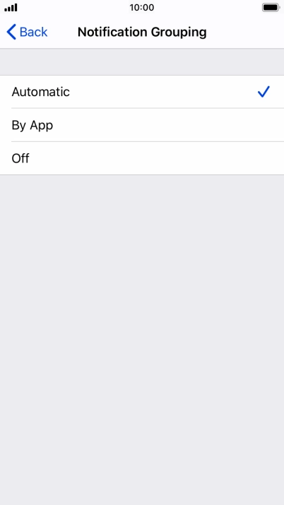 Press the required setting.