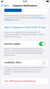 Press Turn Off Exposure Notifications.