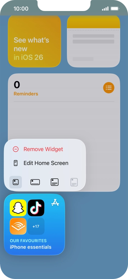 Press Remove Widget.