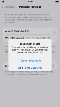 If Wi-Fi is turned on, press Wi-Fi and USB Only.